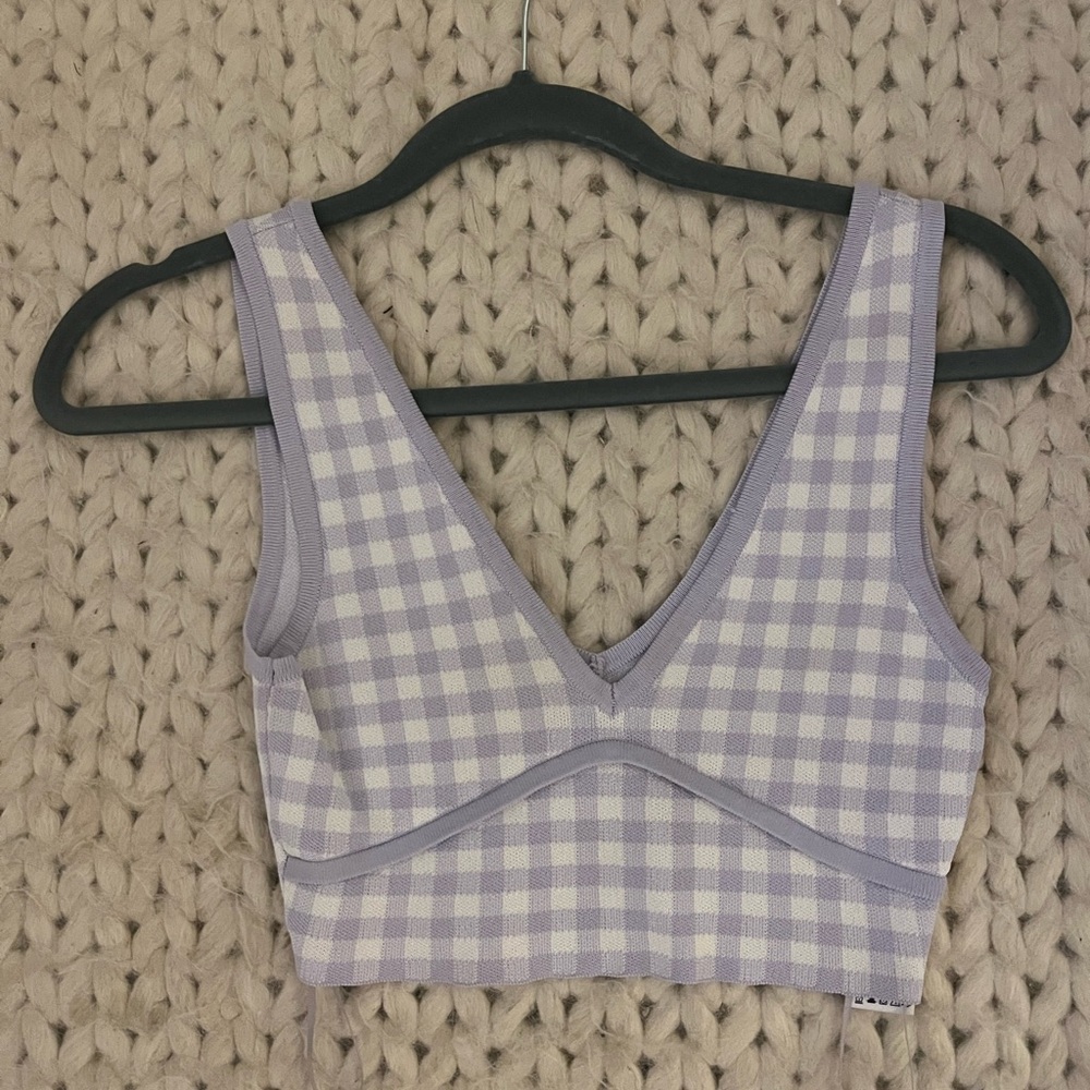 Purple gingham zara cropped tank